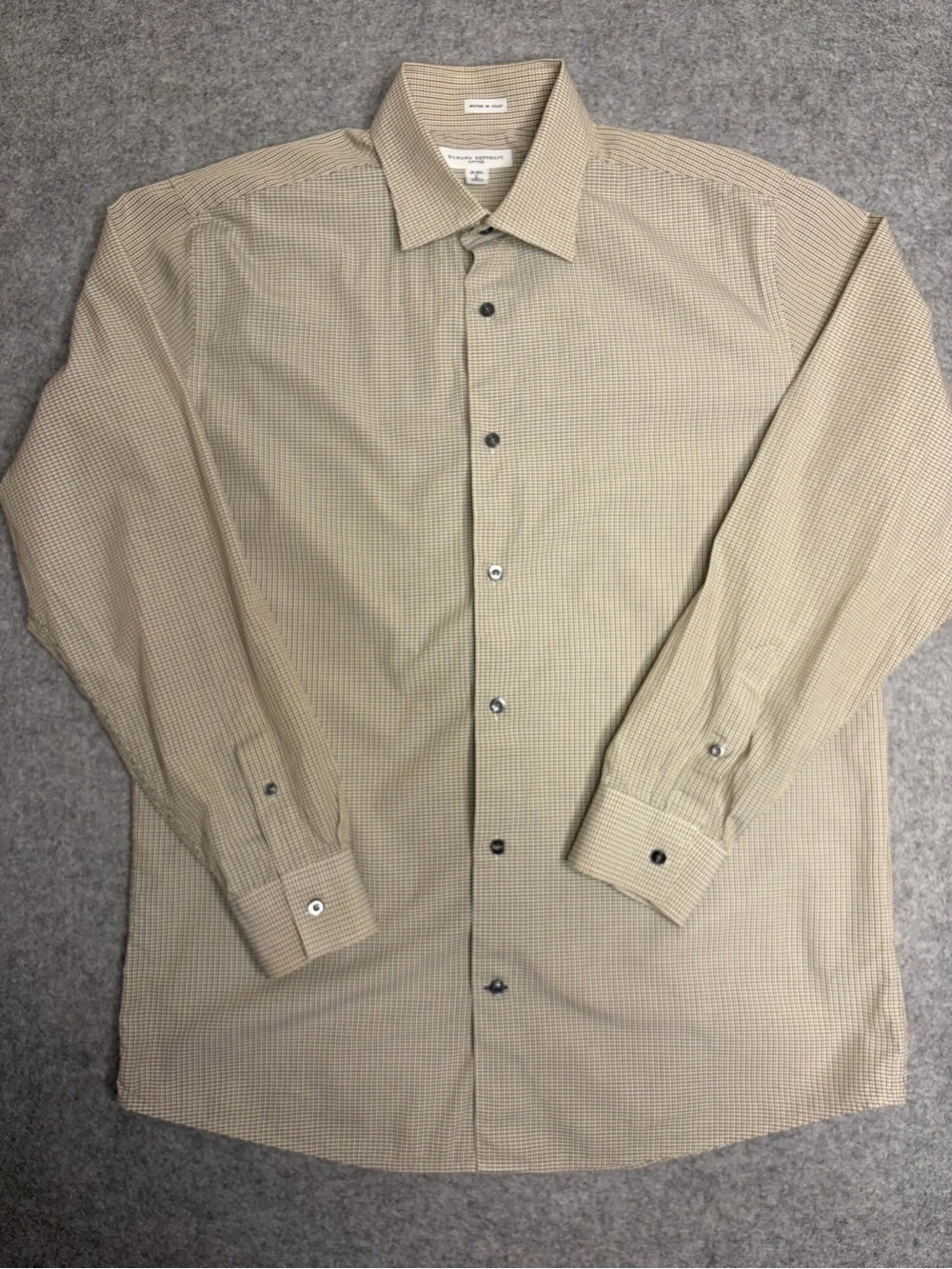 Banana Republic Men's Check Dress Shirt in Beige and Navy